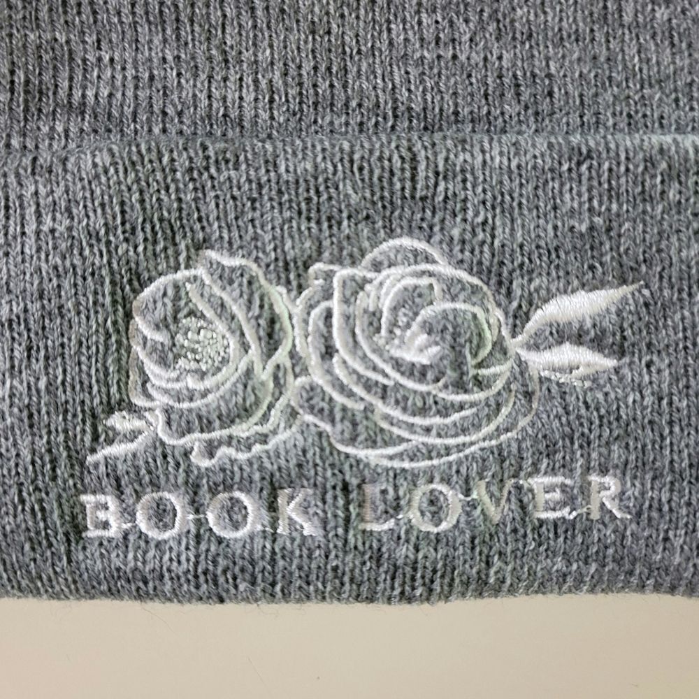 Women's Gray Double Fur Pompom Knitted Hat Book Lover Beanie - Picture 3 of 5